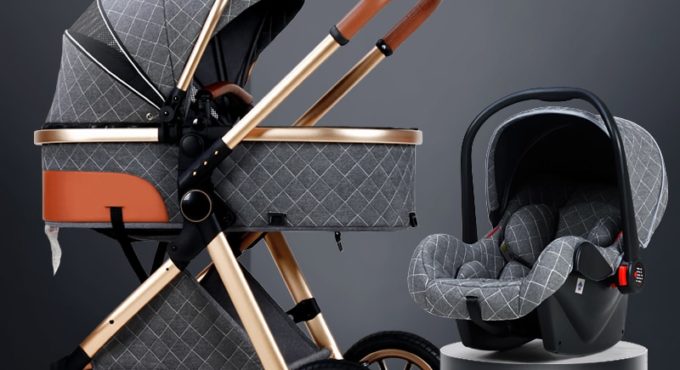 Luxury Baby Stroller 3 in 1 High landscape Baby Cart Can Sit Can Lie Baby Pushchair Baby Cradel Infant Carrier