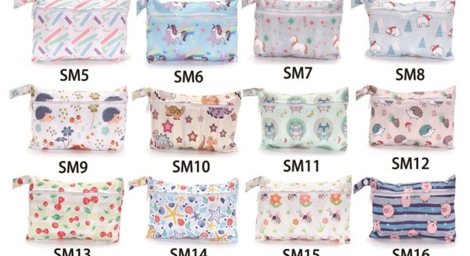 Mini Wet Bag Reusable For Nursing Menstrual Pads Waterptoof PUL Snap Handle Wetbag Maternity Diaper Bag Stroller Bags 15*22.5cm