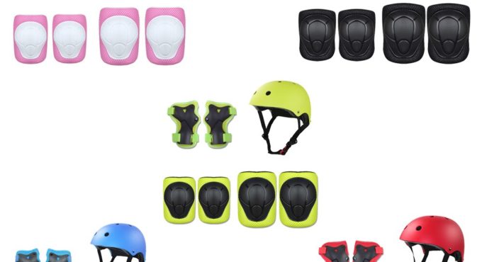 Stylish Outdoor Sport Protective Gear 7pcs/set Children Skating Cycling Protective Gear Helmet Elbow Knee Pad Safety Gear Set