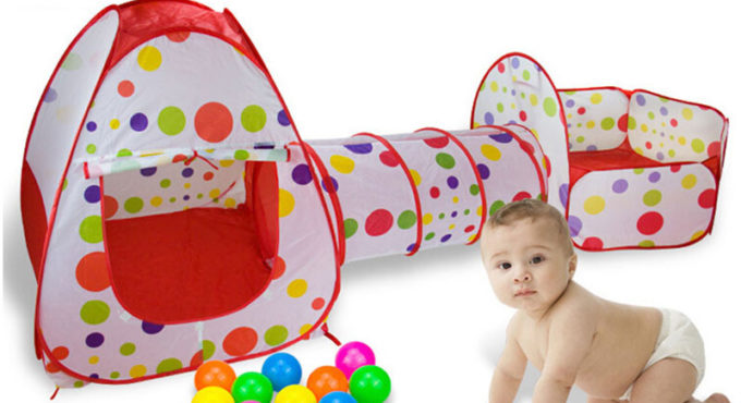 3 in 1 Portable Playpen for Children Ocean Ball Pool Baby Playground Foldable Baby Playpen Children's Tent with Tunnel Baby Park