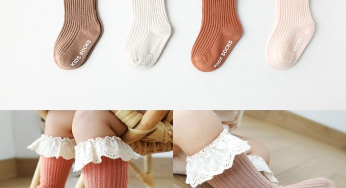 Baby Socks Girl Newborn Infantil Kid Knee High Lace Socks Toddler Babygirl Anti Slip Cotton Winter Infant Long Sock For 0-3 Year