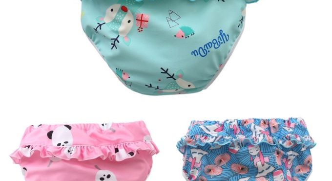 Infant Children Leak proof Swimming Nappies Newborn Baby High Waist Swimming Trunks Baby Boys Girls Cartoon Printed Swim Diapers