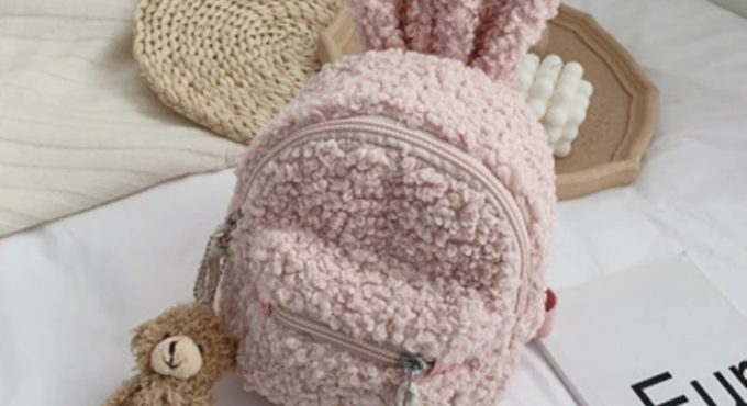 2020 Kid's Backpack Korean Children's Plush Bag Shoulder Bag Girls Simple Rabbit Shoulder Bag 3D Cartoon Animal Backpack