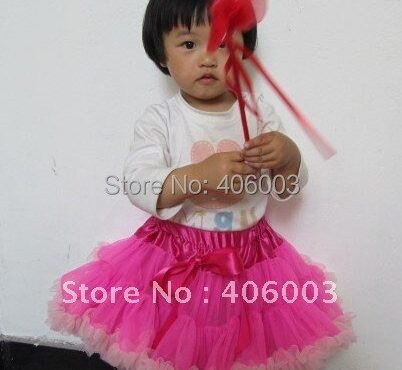 wholesale nylon soft fluffy pettiskirt hot pink with pink 5pcs/lot