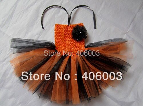 2013 new halloween style baby dress orange and black 6*6inch free shipping